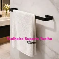 Toalheiro Suporte Porta Toalha De Banho Preto Fosco 50cm