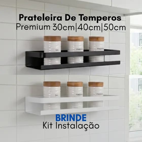 Prateleira De Temperos Cozinha Utensílios Preto Branco Vários Tamanhos