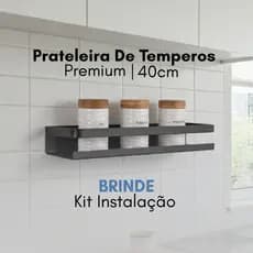 Prateleira De Temperos Cozinha Utensílios Preto 40cm