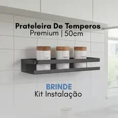 Prateleira De Temperos Cozinha Utensílios Preto 50cm