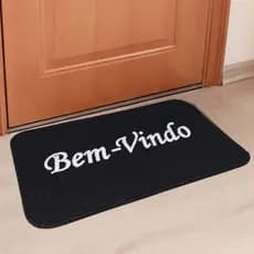 Tapete 40x60cm Antiderrapante Bem-Vindo Entrada de Casa Elegante para Sala e Cozinha