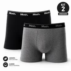 Kit 2 Cuecas Boxer Mash Masculina Algodão Cotton Confortável Adulto Cós Elástico Original Macia