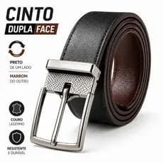 Cinto Masculino Dupla Face Preto e Marrom Couro Sintético Ajustável Social Casual Reversível