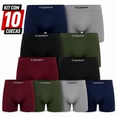 Kit 10 Cuecas Boxer Torp Sem Costura Microfibra Confortável Masculina Original Anti Assaduras Adulto