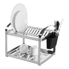 Escorredor 12 Pratos Inox Com Porta Talher - DINOX