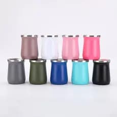 Kit2 COPO CUIA TEMICA DE INOX PARA TERERE, CHIMARRÃO ENTRE OUTRAS BEBIDAS,, COM BOMBA/CANUDO  PAREDE DUPLA 240ML