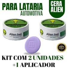Kit 2 Ceras Tira Riscos Automotivo Alien Ind + 1 Esponja Aplicadora
