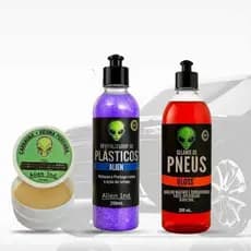 Kit Cera Alien Ind Automotiva + Revitalizador de Plástico + Selante de Pneu