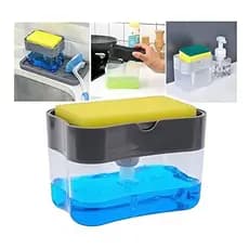 Dispenser Porta Detergente e Sabão Líquido com Suporte para Esponja Cozinha Compacto 500ml