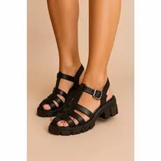 Sandália Feminina Plataforma Tratorada Aranha Fivela Confortável Gladiadora Fisherman Leve Confiável