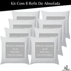 Kit Com 8 Enchimentos para Almofada 45x45 Refil Floco De Espuma Premium e Poliéster Branco Almofada Decorativa 12