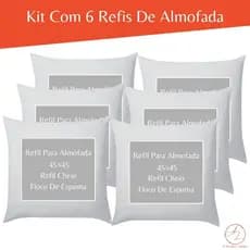 Kit Com 6 Enchimentos para Almofada 45x45 Refil Floco De Espuma Premium e Poliéster Branco Almofada Decorativa 12