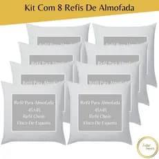Kit Com 8 Enchimentos para Almofada 45x45 Refil Floco De Espuma Premium e Poliéster Branco Almofada Decorativa 12