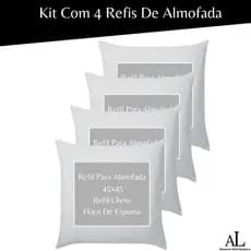 Kit Com 4 Enchimentos para Almofada 45x45 Refil Floco De Espuma Premium e Poliéster Branco Almofada Decorativa 12