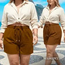 Short Plus Size Duna Feminino Confortável Básico Blogueira Bermuda Praia Verão Clássico Chique