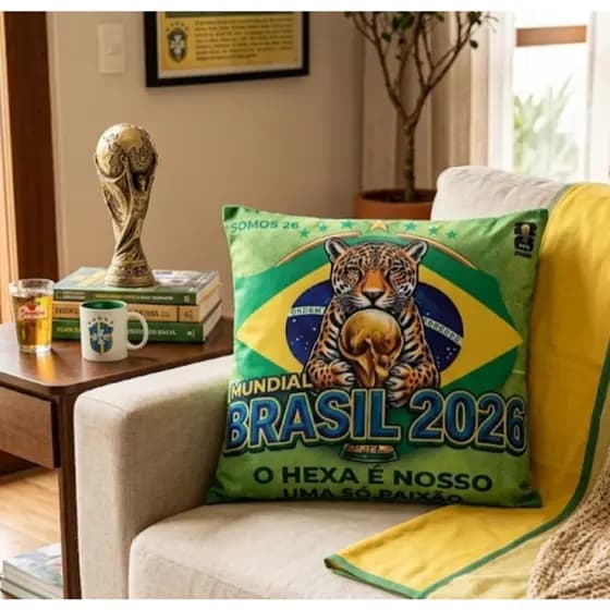 Capas Almofadas Brasil Copa do Mundo Hexa Decorativa Verde Amarela 45x45 Lançamento