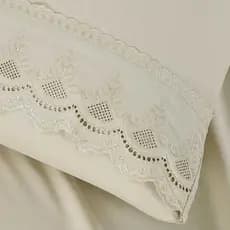 Par de Fronhas com Bordado Inglês Percal 300 Fios 50x70cm Napoli