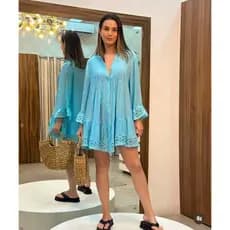 Saida Praia Vestido Chemise Camisa Camisao - Premium Manga Longa Cobertura Refrescante De Praia De Verão Para Mulheres