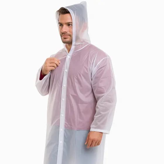 Capa de Chuva PVC Transparente Unissex Impermeável Reutilizável Leve
