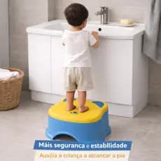 Banquinho Infantil com Desenho de Gato Antiderrapante Apoio de Pé Plástico Reforçado Baby