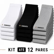 Kit Até 12 Pares De Meias Algodão Cano Alto Unissex Confortável