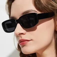 Óculos de Sol Retro Vintage Oval | Moldura Peq. | Preto Estético | Marca Feminina