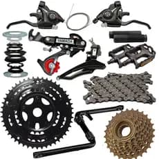 Kit Marcha 21 Vel Cambio Gancheira Pedivela Monobloco Catraca Movimento Central Corrente pedal