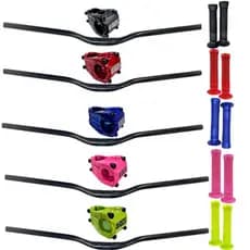 Kit Guidão alto Voador Com Mesinha GTU Manoplas Longa Wheeling Freeride Grau Gios Naja Prazer Em Pedalar