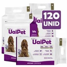 Tapete Higienico Uai Pet 80x60 Aroma Lavanda 120 Unidades Envio Imediato