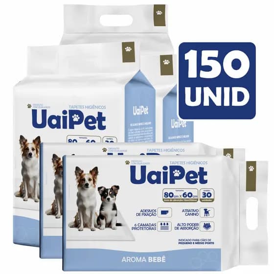 Tapete Higienico Uai Pet 80x60 Aroma Bebê 150 Unidades Envio Imediato