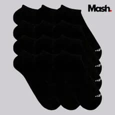 Kit 12 Pares Meia Preta Mash Invisível Soquete Sapatilha Esportiva Masculina Algodão Respirável