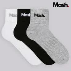 Kit 3 Pares de Meia Mash Cano Médio Curto Masculina Esportiva Algodão Respirável Punho Canelado