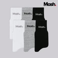 Kit 6 Pares Meia Mash Cano Médio Curto Masculina Esportiva Algodão Felpa Respirável Punho Canelado