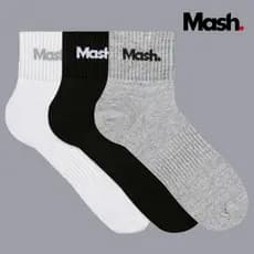 Kit 3 Pares Meia Mash Cano Médio Curto Masculina Esportiva Algodão Felpa Respirável Punho Canelado