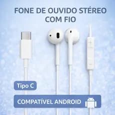 Fone de Ouvido Stéreo Com Fio | Tipo C | Lightning | P3 | Compatível Android iPhone