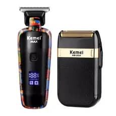 Kit Com Duas Máquinas De Corte E Acabamento Profissional Km 5090 + Km 2024 Como De Barbeiro