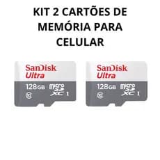 Kit 2 cartões de memória 128gb ultra muito mais memória smartphone