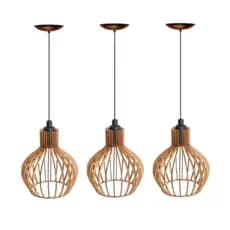 kit 3 Pendente Luminária de teto lustre para qualquer ambiente em MDF