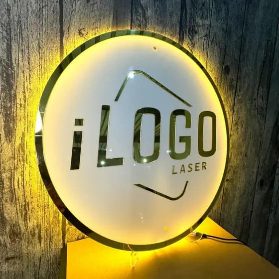 Logo em Acrílico Espelhado Com LED Personalizada base 2mm Cores Rose, Prateado, Dourado