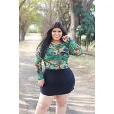 Cropped Verde Floral Tule Estampado Plus Size Copa