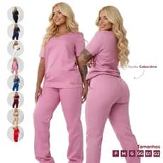 Conjunto scrub feminino pijama cirurgico enfermeira medica veterinária biomédica tecido gabardine premium plus size -PH