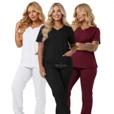 KIT 3 Conjunto feminino hospitalar pijama cirúrgio elegante acinturado gabardine vet enfermagem clinica -PH