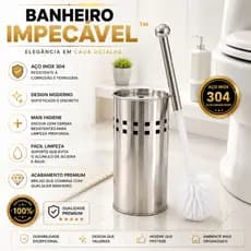 Kit Escova Sanitária Luxo com Suporte Banheiro Inox Resistente Durável Prático Limpeza com Detalhes