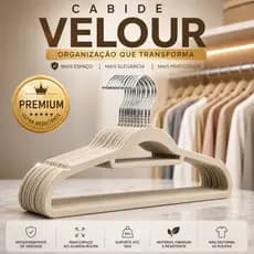 Kit 10 Cabides Slim Reforçado Antideslizante Utrafino Adulto Aveludado Bege Premium