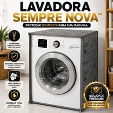 Capa Proteção Máquina Lavar Abertura Frontal Resistente Zíper Grande Cinza