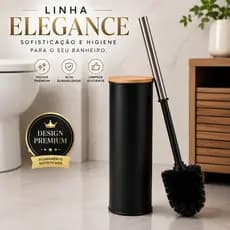Escova Sanitária Banheiro Com Suporte Portátil Preta Prática Resistente