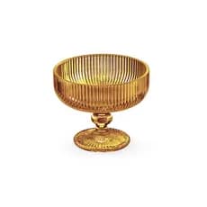 Jogo 6 Taças Vidro Canelado Âmbar Kit Conjunto Taça Luxo Sobremesa Elegante Sorvete