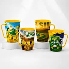 Kit 12 Canecas Brasil Decoradas Copa do Mundo 430ml Presente Torcedor Seleção