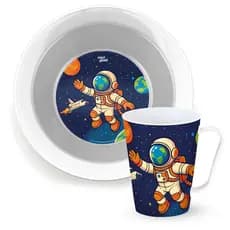 Kit de Caneca e Prato Infantil Personalizado Temático Para Menino