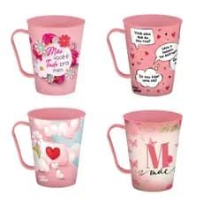 Conjunto 24 Canecas Dia das Mães Sortidas Rosa de 430ml Tulipas Frases Divertidas